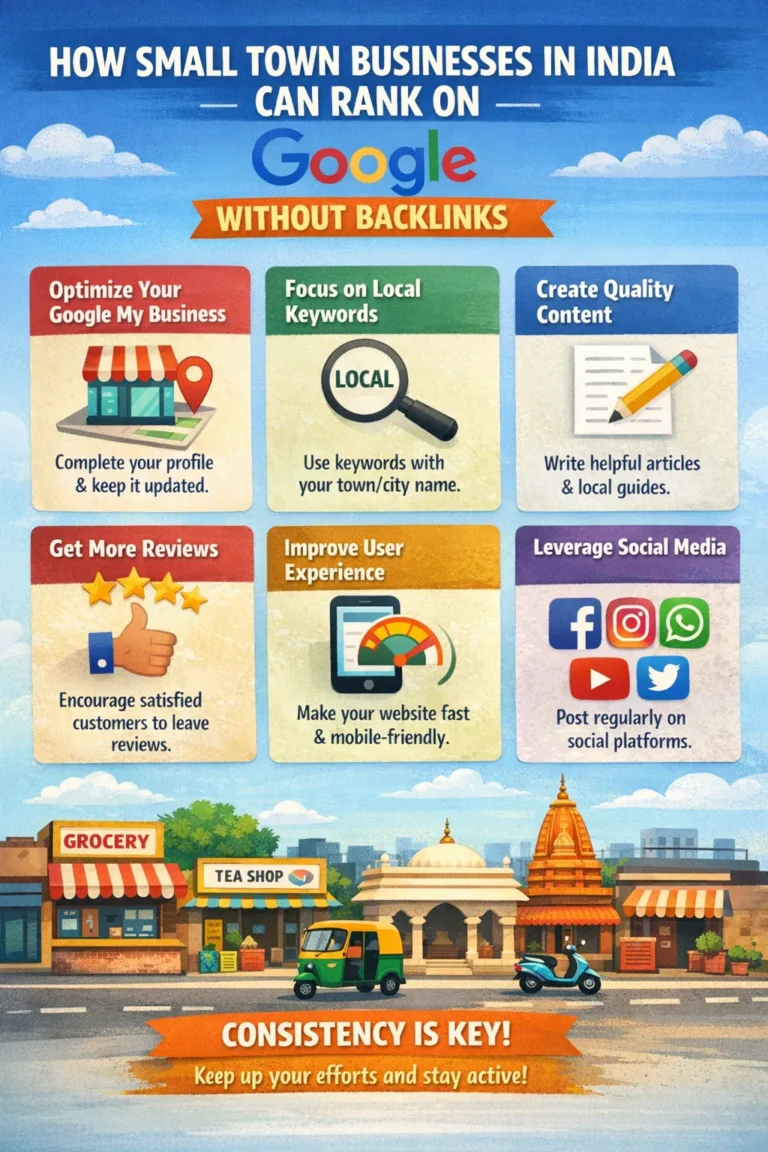 how small town businesses in India can rank on Google without backlinks