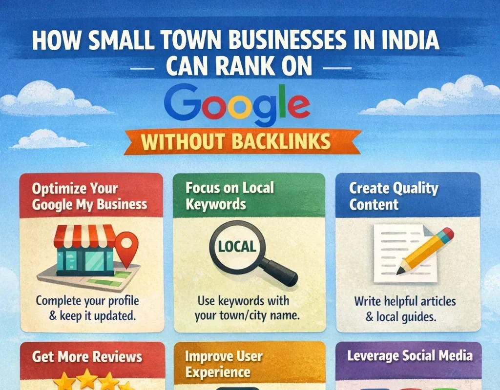how small town businesses in India can rank on Google without backlinks